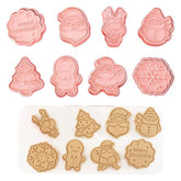 8Pcs Christmas Cookie Cutters,Winter Holiday Cookie Cutter Set,Mini Plastic Cookie Stamps Molds With Gingerbread Man,Xmas Tree,Snowman,Santa,Snowflake,Merry Christmas For Diy Baking Party Supplies