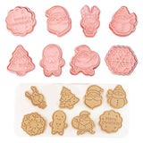 8Pcs Christmas Cookie Cutters,Winter Holiday Cookie Cutter Set,Mini Plastic Cookie Stamps Molds With Gingerbread Man,Xmas Tree,Snowman,Santa,Snowflake,Merry Christmas For Diy Baking Party Supplies