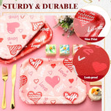 24 Pcs 13 X 9 Inch Valentine'S Day Disposable Paper Plates Love Serving Tray Rectangle Food Trays Valentine Day Wedding Party Supplies For Food Snacks Cookies Dessert(Pink And Red)