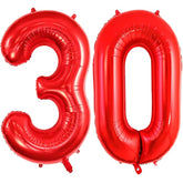 40" Red 30 Number Foil Balloon for 30th Birthday Party Decorations