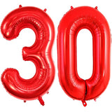 40" Red 30 Number Foil Balloon for 30th Birthday Party Decorations