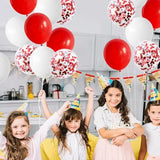 Red And White Confetti Balloons 60Pcs 12 Inch Red Confetti Latex Ballo