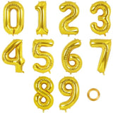 Number Balloons 16 Inch, Gold Number Foil Balloons 0-9, Small Mylar Balloon Numbers For Birthday Aniversary Gold Party Decorations Supplies