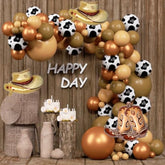 135pcs Western Cowboy Balloon Arch Kit with Cow Print for Farm Theme Party