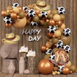 135pcs Western Cowboy Balloon Arch Kit with Cow Print for Farm Theme Party