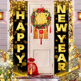 Gold Happy New Year Porch Banner Decorations With Gold Bold Letters Sparkle Glow 71 X 12 Inch Holiday Party Banners Front Door Hanging Banner Entryway New Year Winter For Wall Fireplace Party Holiday Home Kids Decor