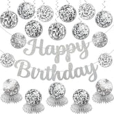 Disco Party Decorations Silver Disco Ball Banner Honeycomb Centerpieces Pack