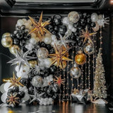 Black and Gold Balloon Garland Kit: Confetti, Star Balloons - Party Decor