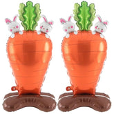 2 Pcs 46.9 Inch Jumbo Easter Balloons Carrot Shaped Foil Balloons With Base Standing For Birthday Party Easter Baby Shower Animal Picnic Cooking Party Decoration