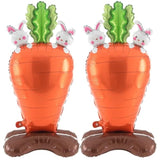 2 Pcs 46.9 Inch Jumbo Easter Balloons Carrot Shaped Foil Balloons With Base Standing For Birthday Party Easter Baby Shower Animal Picnic Cooking Party Decoration