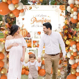 Autumn Baby Shower Balloon Decor Set: Pumpkin Theme, Backdrop & Baby Boxes