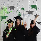 2025 Graduation Banner Party Decorations Green Graduation Cap Garland Kit Congrats Grad Supply For Prom Backdrop Decoration Ceiling Decor High School College Kindergarten Home Celebrations