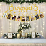 Engagement Wedding Decorations, Gold Engaged Banner And Photo Banner W