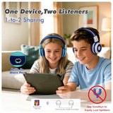 2 Pack Wireless Kids Headphones with Share Port, 75/85/94dB Volume Limiting, HD Mic, Bluetooth 6.0, USB C Charging, Foldable with Case & Wired Cord
