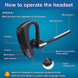 Bluetooth Headset For Iphone Android Cell Phone, Bluetooth Earpiece V5.0 With Cvc8.0 Dual Mic Noise Cancelling & Mute/Volume Buttons, Hands-Free Wireless Headset For Trucker Business Office