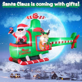 8.5 Ft Long Christmas Inflatable Outdoor Decorations, Blow Up Santa Claus Helicopter With Bright Led Lights, Christmas S