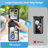Double Space Waterproof Phone Pouch - 2 Pack, Waterproof Phone Lanyard Case With Iphone 16/15/14/13/12 Pro Max Up To 8.3", Phone Dry Bags For Vacation Beach Pool Kayak Cruise Travel Essentials