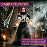 5.3FT Halloween Animatronics Standing Maid Decorations Outdoor