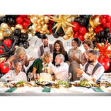 Red Black Gold Balloons Arch Kit With 3Pcs Star Balloons, Red Black And Gold Balloons Garland For Anniversary Casino Night Hollywood New Years Movie Night Birthday Decorations