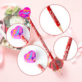 100 Pieces Valentines Cupids Arrow Rose Wood Pencils Wit Giant Love Heart Eraser Assortment Valentines Stationery Pencil For Valentines Party Favors