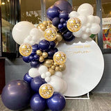Navy Blue Gold Balloons Garland Kit, 131 Pcs Navy Blue Gold White Conf