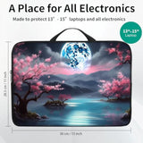 13-15 Inch Laptop Sleeve Compatible With Macbook Air 13-15 Inch, Slim Lightweight Shockproof Foam Soft Inner Lining Laptop Case Cute Travel Laptop Sleeve For Dell/Hp, Sakura Moon