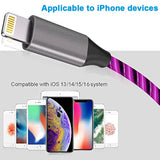 Iphone Charger Cable, Apple Mfi Certified 3Ft Led Light Up Lightning Cable Usb Fast Charger Cord High Speed Data Sync Transfer Cord For Iphone 14/13/12/11/11Pro/Max/Xs/Xr/X/6/7/8 (Purple)
