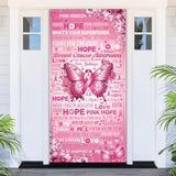 Breast Cancer Awareness Door Banner Butterfly Pink Ribbon Hope Love Decor