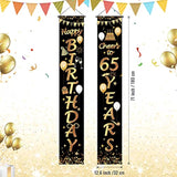 65th Birthday Porch Banners: Black & Gold Cheers to 65 Years
