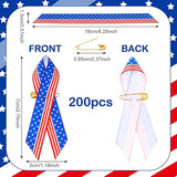 Memorial Day Gifts America Flag Satin Awareness Ribbons With Safety Pi