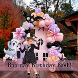 Summerween Balloon Arch Kit 122pcs Pink, Purple, Black with Bat & Ghost Balloons