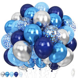 Blue Silver Balloons for Boys, 60PCS Thick Retirement Birthday Balloon Men