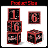 3 Pcs Happy 16Th Birthday Decorations Red Black Balloon Box For Boys Girls Sweet 16 Birthday Party Sixteen Year Old Theme Balloons Cardboard Boxes Gift Supplies Table Centerpieces Decor
