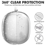 Clear Case for AirPods Max Protective Ear Cups Cover with Soft TPU Material, Anti-Fingerprint, Anti-Scratch, and Anti-Dust Coating (Glitter Finish)