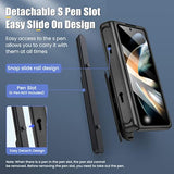 For Z Fold 4 Case, Fold 4 Case With S Pen Holder & Screen Protector, Wallet Case With Card Holder Camera Cover & Hinge Protection Phone Case For Samsung Galaxy Z Fold 4 5G 2022-Black