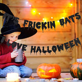 Black Glitter Its Frickin Bats Halloween Banner Spooky Party Decor for Mantle Yard Home