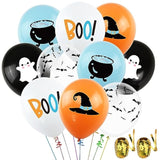 Halloween Balloon Set: Blue, Orange, Black, White, Ghost, Bat (50PCS)