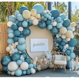 Dusty Blue White Balloon Garland Double Stuffed Slate Fog Blue Balloon
