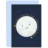 Old English Co. Cute Wedding Anniversary Card For Husband Or Wife - Love You To The Moon And Back - Fun Anniversary Card For Girlfriend Boyfriend Fiance Partner | Blank Inside With Envelope