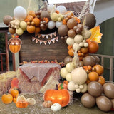 179pcs Pumpkin Fall Balloon Garland Arch Kit Orange Yellow Brown Burgundy Maple Leaves