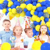 115pcs Royal Blue and Yellow Balloon Arch Kit for Birthday, Baby Shower & More