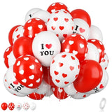 Valentines Day Balloons, 12 Inch Red White Ballons Heart Balloon I Love You Printed Romantic Valentines Day Balloon For Wedding Anniversary Party Decoration Supplies