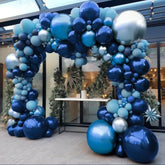 Navy & Royal Blue Balloon Arch Kit – Double Stuffed Metallic Garland for Parties and Events