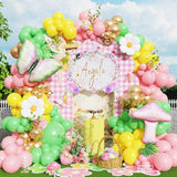 Fairy Wonderland Balloon Arch Garland Kit-158Pcs Green Pink Balloons With Butterfly Flower & Mushroom Foil Balloon For Girls Fairy Baby Shower Fairytale Spring Garden Tea Party Decorations
