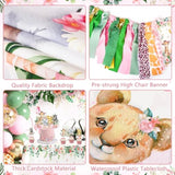 Wild One Jungle Theme First Birthday Party Supplies - Pink Safari Backdrop, Tablecloth, Balloon Arch & Blocks