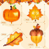 12Pcs Fall Maple Foil Balloons Orange Pumpkin Mylar Autumn Party Decor