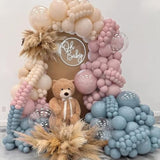 Gender Reveal Balloon Arch Kit 139Pcs Dusty Pink And Fog Blue Balloons White Sand Balloons For Boho Wedding Bride Anniversary Birthday Baby Shower Bridal Bear Theme Decorations
