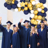 Navy Blue White Gold Balloon Garland Arch Kit - 122Pcs White Navy Blue