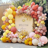 Dusty Pink Yellow Balloon Arch Kit Pastel Pink Mustard White Sand Balloons for Party