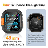 Rugged Waterproof Case for Watch Ultra 3/2/1 49mm with Screen Protector,Metal & PC Bumper+9H Tempered Glass,Stylish Shockproof Men Cover for